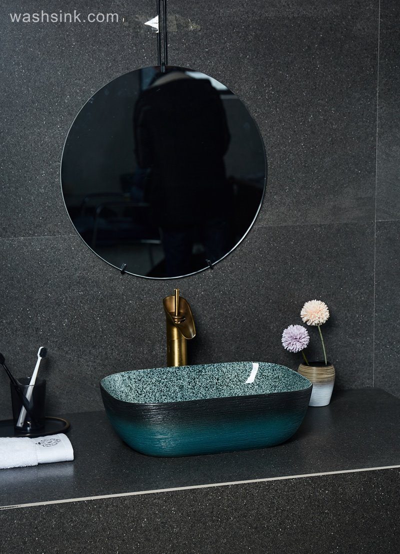 LJ24-023-BQ0A2344-1 LJ24-0023  Rectangular Bathroom Over The Counter Sinks,Fine Porcelain Vessel Sinks With Enamel Glaze Finish - shengjiang  ceramic  factory   porcelain art hand basin wash sink
