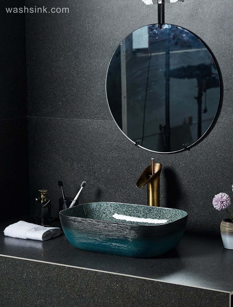 LJ24-023-BQ0A2346 LJ24-0023  Rectangular Bathroom Over The Counter Sinks,Fine Porcelain Vessel Sinks With Enamel Glaze Finish - shengjiang  ceramic  factory   porcelain art hand basin wash sink