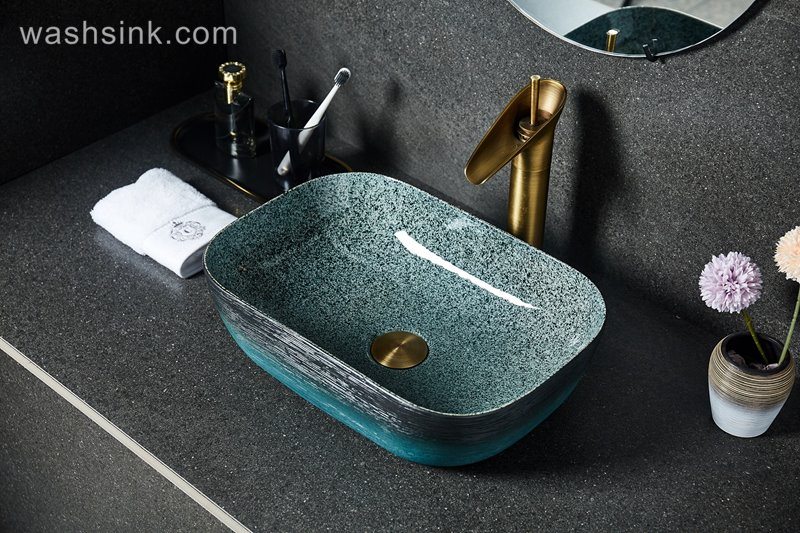 LJ24-023-BQ0A2351 LJ24-0023  Rectangular Bathroom Over The Counter Sinks,Fine Porcelain Vessel Sinks With Enamel Glaze Finish - shengjiang  ceramic  factory   porcelain art hand basin wash sink