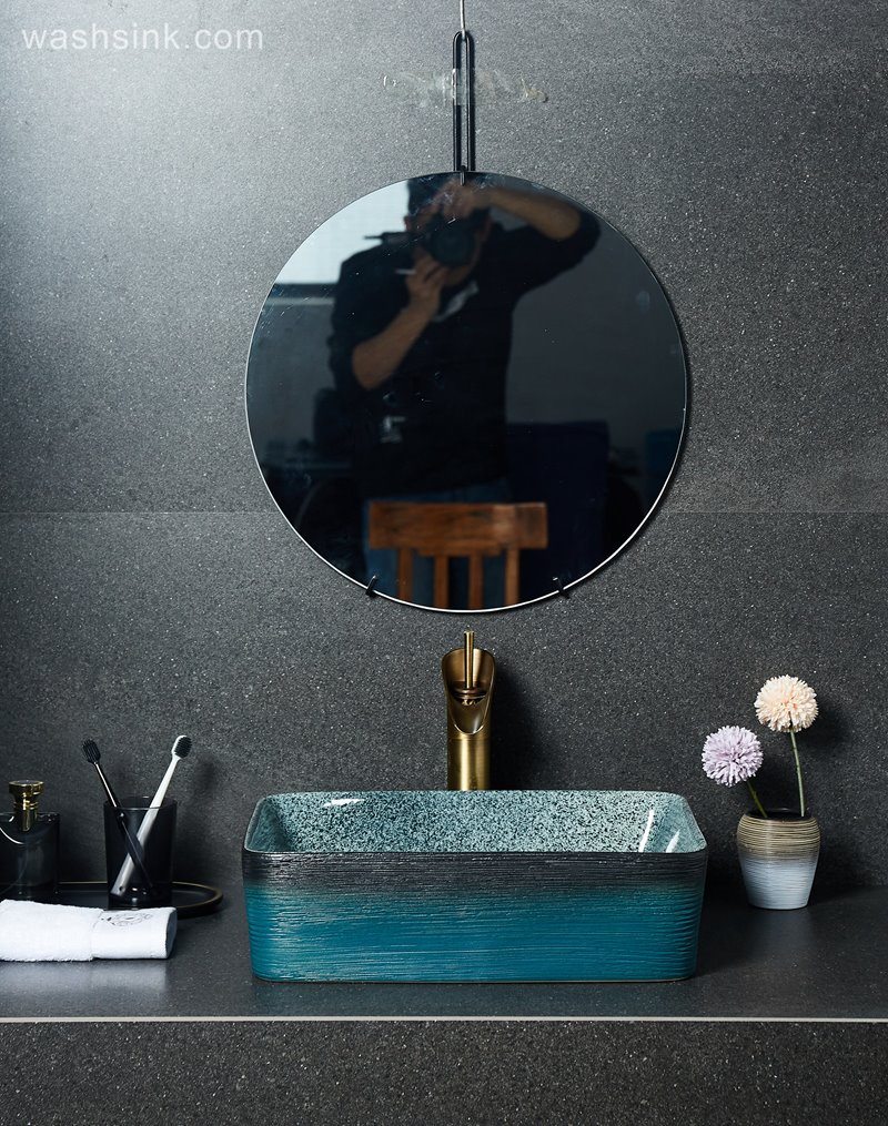LJ24-024-BQ0A2356 LJ24-0024  Creative black and blue gradient ceramic bathroom wash basin - shengjiang  ceramic  factory   porcelain art hand basin wash sink