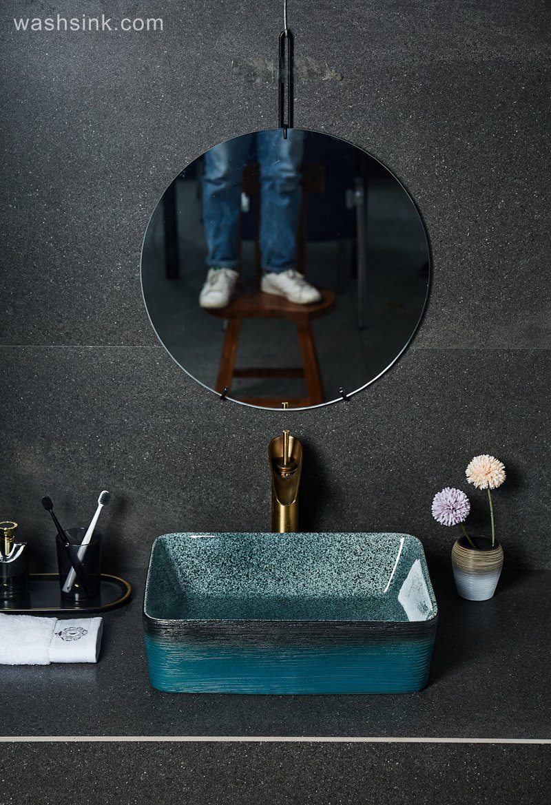 LJ24-024-BQ0A2358 LJ24-0024  Creative black and blue gradient ceramic bathroom wash basin - shengjiang  ceramic  factory   porcelain art hand basin wash sink