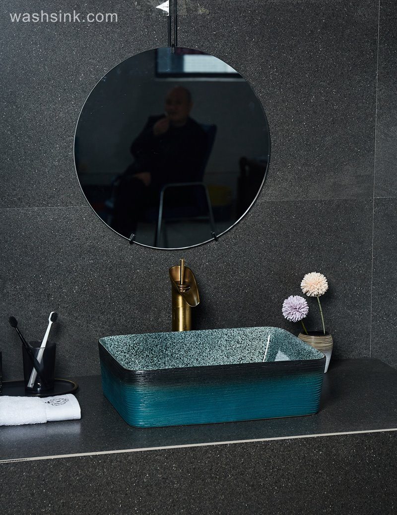 LJ24-024-BQ0A2360-1 LJ24-0024  Creative black and blue gradient ceramic bathroom wash basin - shengjiang  ceramic  factory   porcelain art hand basin wash sink