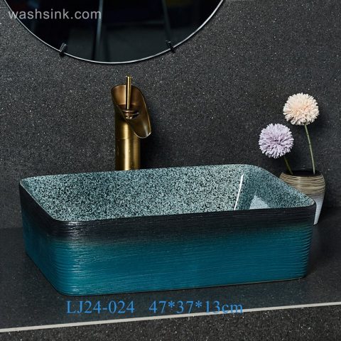 LJ24-0024  Creative black and blue gradient ceramic bathroom wash basin