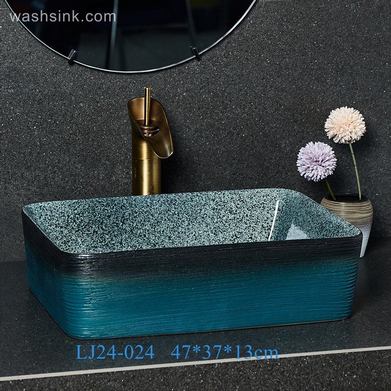 LJ24-024-BQ0A2360 LJ24-0024  Creative black and blue gradient ceramic bathroom wash basin - shengjiang  ceramic  factory   porcelain art hand basin wash sink