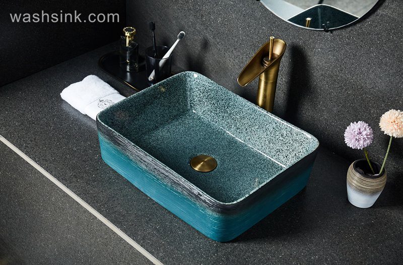 LJ24-024-BQ0A2366 LJ24-0024  Creative black and blue gradient ceramic bathroom wash basin - shengjiang  ceramic  factory   porcelain art hand basin wash sink