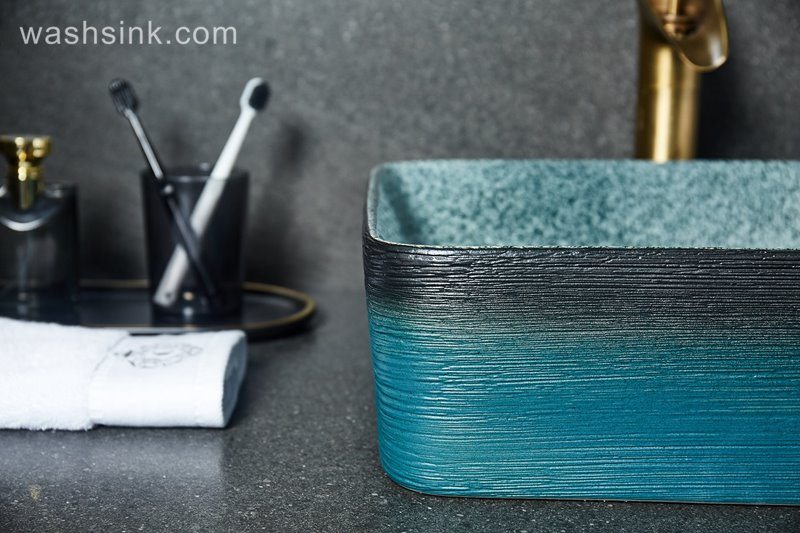 LJ24-024-BQ0A2368 LJ24-0024  Creative black and blue gradient ceramic bathroom wash basin - shengjiang  ceramic  factory   porcelain art hand basin wash sink