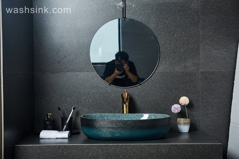 LJ24-026-BQ0A2388 LJ24-0026  Wax gourd style ceramic bathroom wash basin modern style - shengjiang  ceramic  factory   porcelain art hand basin wash sink