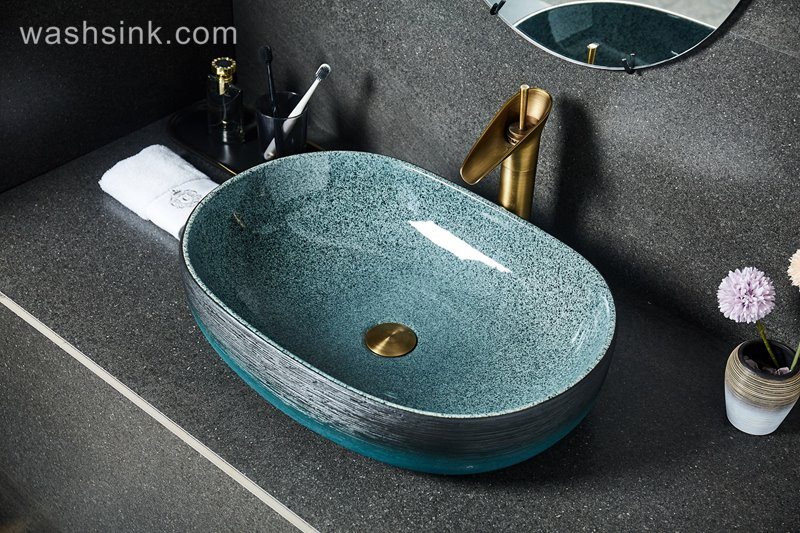 LJ24-026-BQ0A2396 LJ24-0026  Wax gourd style ceramic bathroom wash basin modern style - shengjiang  ceramic  factory   porcelain art hand basin wash sink