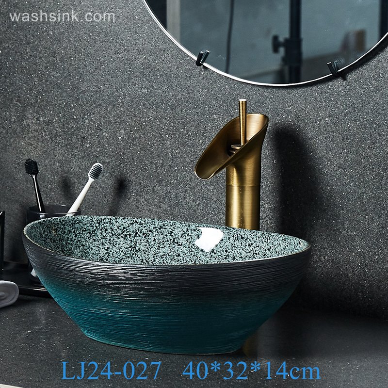 LJ24-027-BQ0A2406 LJ24-0027  Creative ingot beautiful and generous black green with bathroom wash basin - shengjiang  ceramic  factory   porcelain art hand basin wash sink