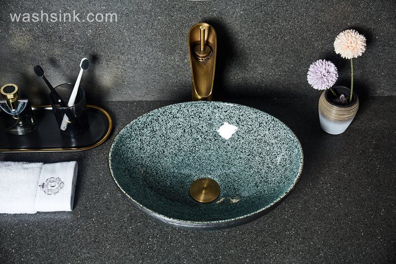 LJ24-027-BQ0A2410 LJ24-0027  Creative ingot beautiful and generous black green with bathroom wash basin - shengjiang  ceramic  factory   porcelain art hand basin wash sink