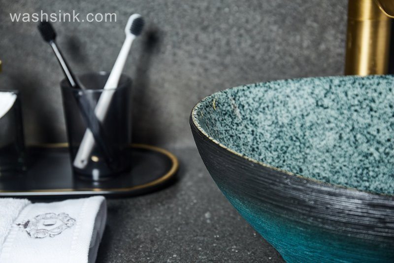 LJ24-027-BQ0A2411 LJ24-0027  Creative ingot beautiful and generous black green with bathroom wash basin - shengjiang  ceramic  factory   porcelain art hand basin wash sink