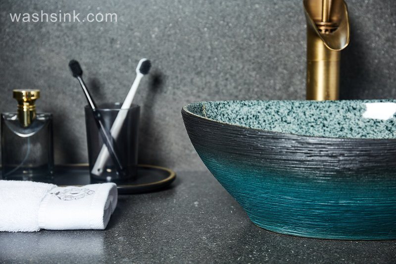 LJ24-027-BQ0A2412 LJ24-0027  Creative ingot beautiful and generous black green with bathroom wash basin - shengjiang  ceramic  factory   porcelain art hand basin wash sink