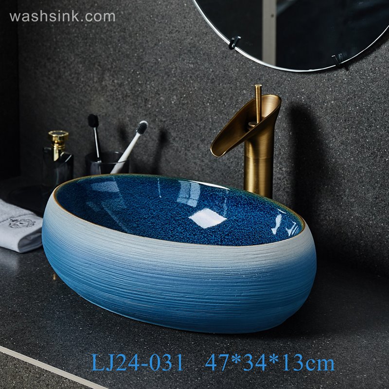 LJ24-031-BQ0A2490 LJ24-0031  2024 simple decoration modern exquisite ceramic bathroom washbasin - shengjiang  ceramic  factory   porcelain art hand basin wash sink