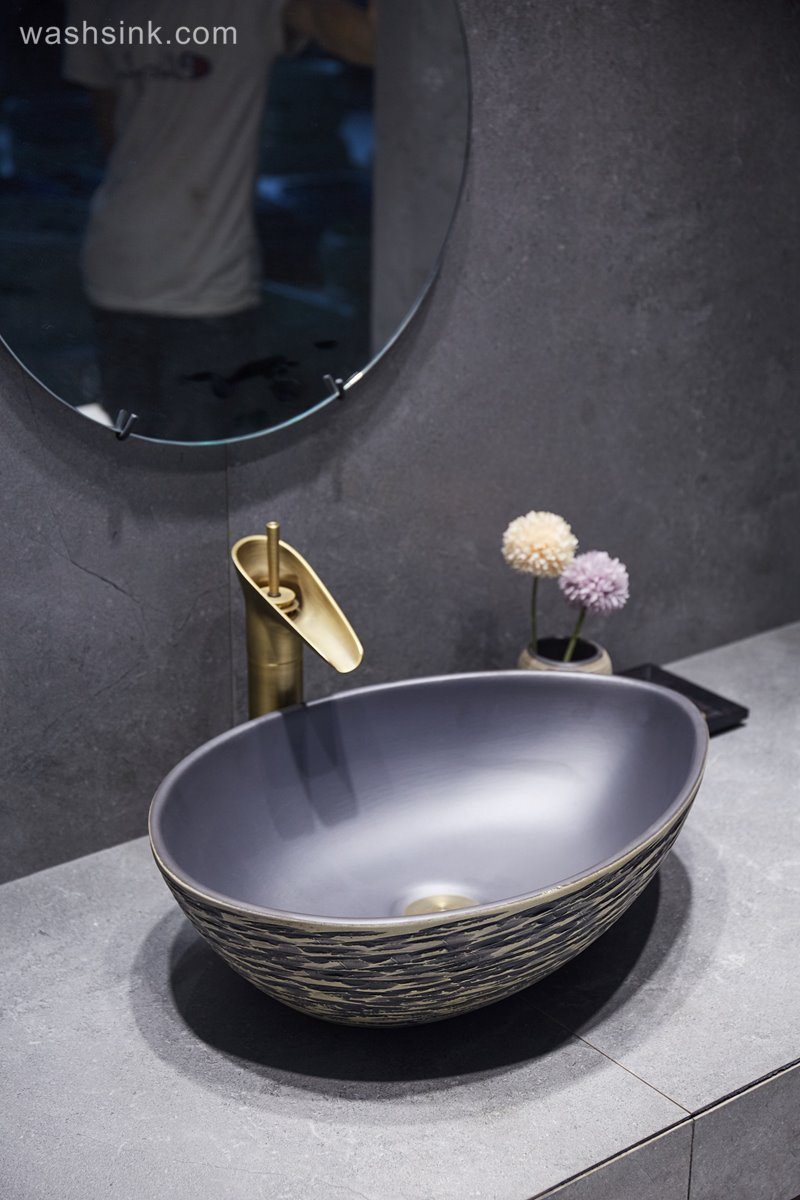 LJ24-042-BQ0A2950 LJ24-0042  2024 modern simple exquisite home decoration mall bathroom sink - shengjiang  ceramic  factory   porcelain art hand basin wash sink