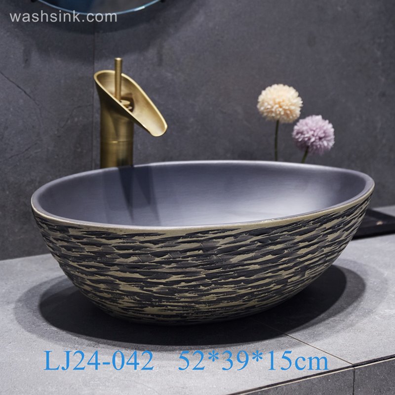LJ24-042-BQ0A2953 LJ24-0042  2024 modern simple exquisite home decoration mall bathroom sink - shengjiang  ceramic  factory   porcelain art hand basin wash sink