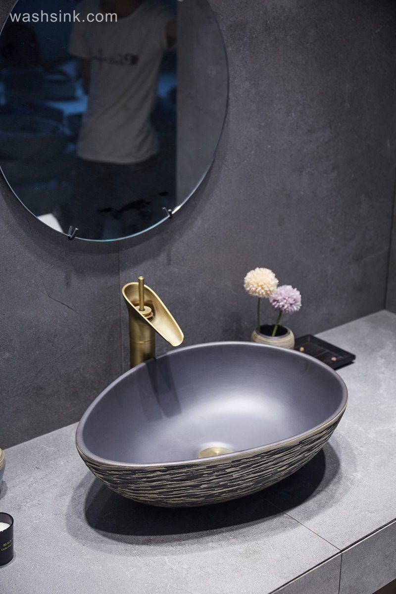 LJ24-042-BQ0A2955 LJ24-0042  2024 modern simple exquisite home decoration mall bathroom sink - shengjiang  ceramic  factory   porcelain art hand basin wash sink