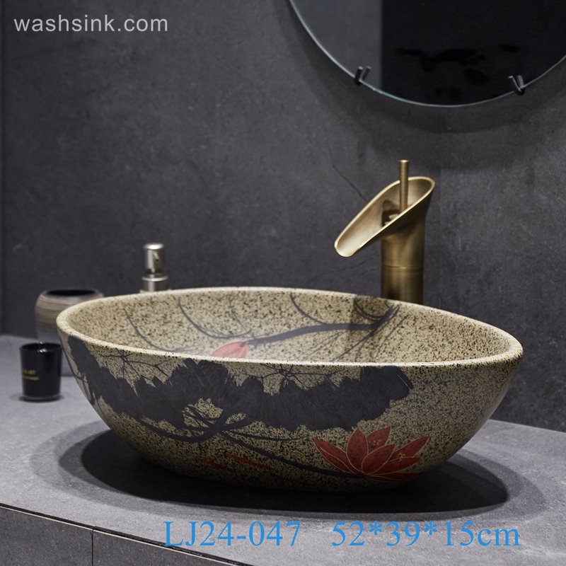 LJ24-047-BQ0A3040 LJ24-0047  Duck egg shape unique design exquisite shape workmanship excellent bathroom sink - shengjiang  ceramic  factory   porcelain art hand basin wash sink