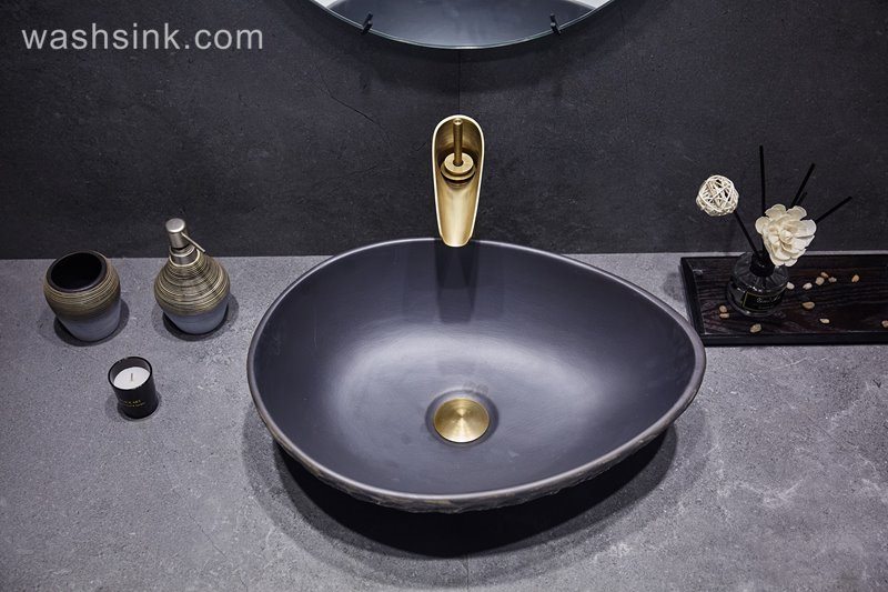 LJ24-048-BQ0A3049 LJ24-0048  Black classic advanced design decoration practical ceramic wash basin - shengjiang  ceramic  factory   porcelain art hand basin wash sink