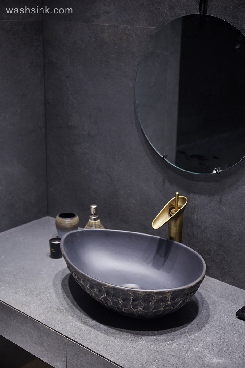 LJ24-048-BQ0A3050 LJ24-0048  Black classic advanced design decoration practical ceramic wash basin - shengjiang  ceramic  factory   porcelain art hand basin wash sink