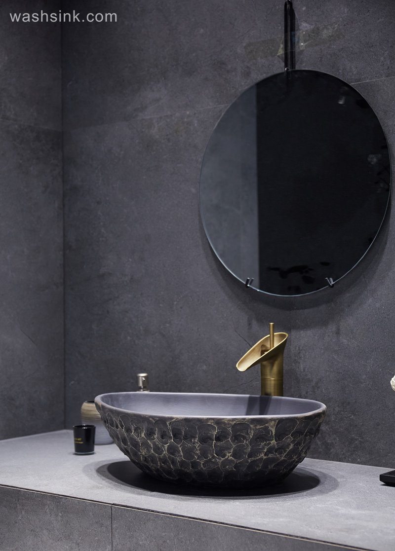 LJ24-048-BQ0A3051-1 LJ24-0048  Black classic advanced design decoration practical ceramic wash basin - shengjiang  ceramic  factory   porcelain art hand basin wash sink