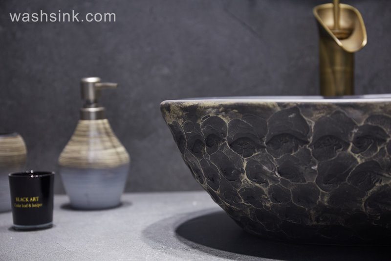 LJ24-048-BQ0A3057 LJ24-0048  Black classic advanced design decoration practical ceramic wash basin - shengjiang  ceramic  factory   porcelain art hand basin wash sink