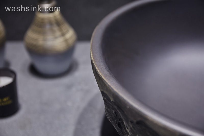 LJ24-055-BQ0A3167 LJ24-0055 Matte Black Oval Bathroom Vessel Sink,Modern Ceramic Porcelain Bath Sink Art Basin - shengjiang  ceramic  factory   porcelain art hand basin wash sink