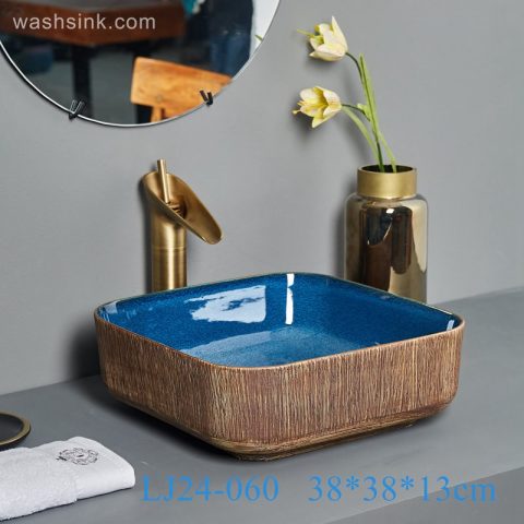 LJ24-0060  2024 New coconut shell pattern creative design of blue ceramic wash basin