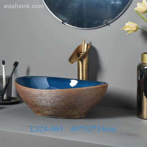 LJ24-0061 Modern ingot shape simple bathroom ceramic wash basin