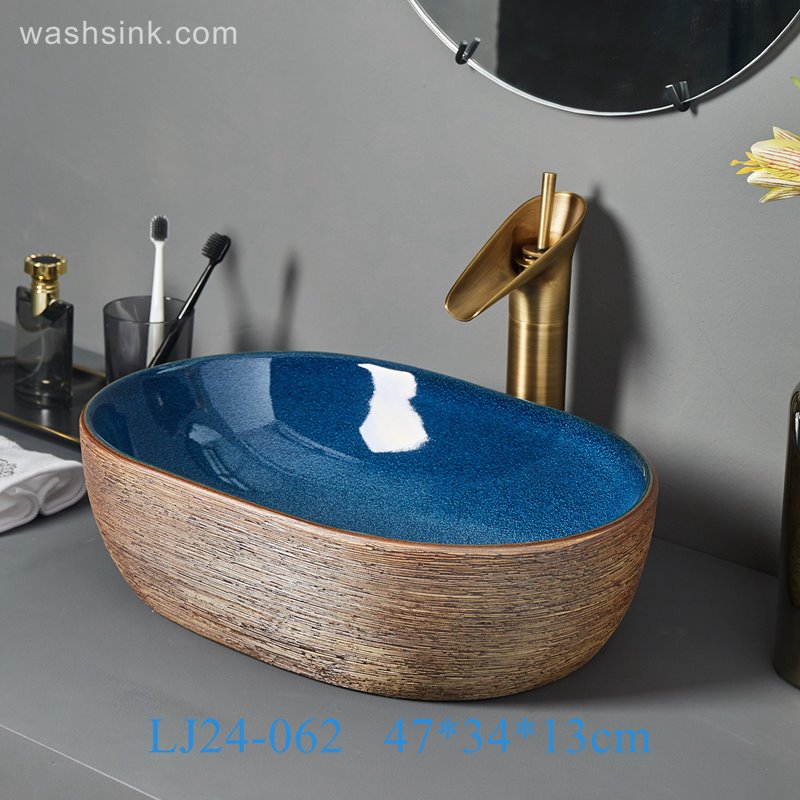 LJ24-062-BQ0A6916 LJ24-0062 Art Above Counter Basin Bathroom Ceramic Wash Basin Chinese Square Basin - shengjiang  ceramic  factory   porcelain art hand basin wash sink