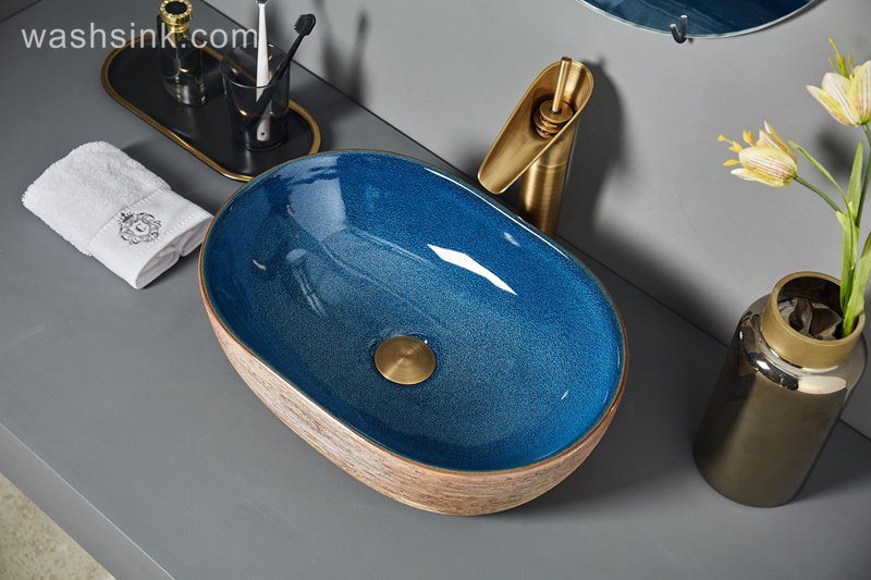 LJ24-062-BQ0A6918 LJ24-0062 Art Above Counter Basin Bathroom Ceramic Wash Basin Chinese Square Basin - shengjiang  ceramic  factory   porcelain art hand basin wash sink