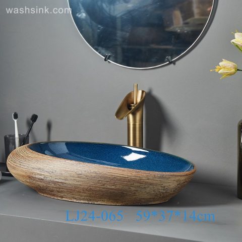 LJ24-0065 2024 modern attractive design ceramic pebble molding wash basin
