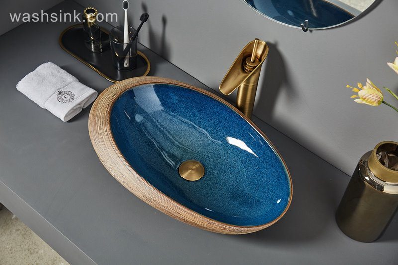 LJ24-065-BQ0A7030 LJ24-0065 2024 modern attractive design ceramic pebble molding wash basin - shengjiang  ceramic  factory   porcelain art hand basin wash sink