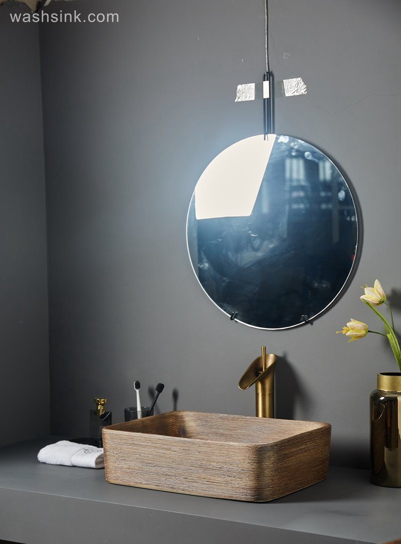 LJ24-066-BQ0A7064 LJ24-0066 Bathroom Sink Rectangular Modern Above Counter burlywood Porcelain Ceramic Vessel Vanity Sink Art Basin - shengjiang  ceramic  factory   porcelain art hand basin wash sink