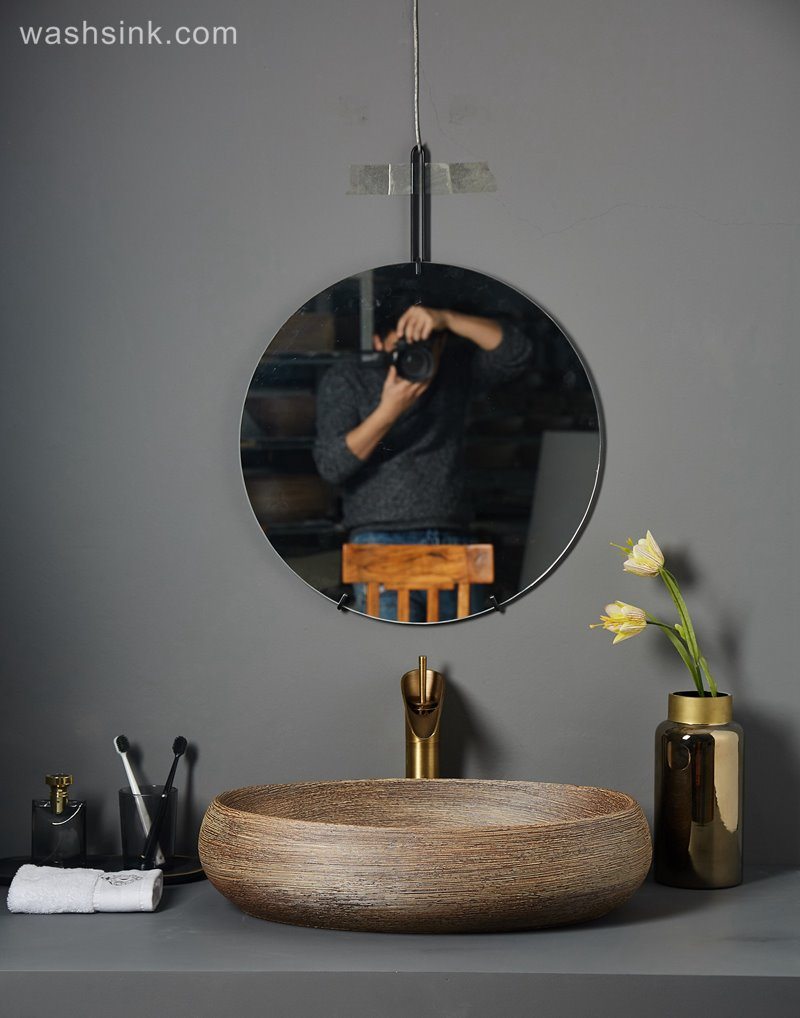 LJ24-073-BQ0A7225 LJ24-0073 Oval Porcelain Vessel Sink,Bathroom Artistic Sink Bowl,Above Counter Ceramic Art Wash Basin - shengjiang  ceramic  factory   porcelain art hand basin wash sink