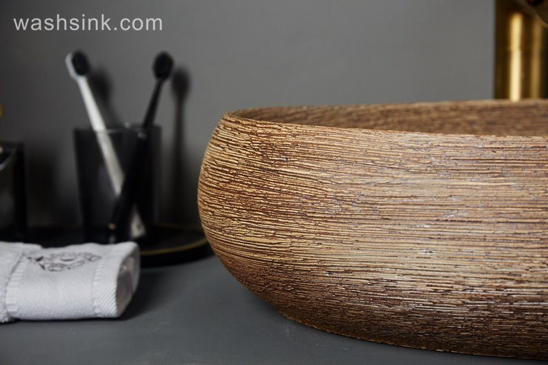 LJ24-073-BQ0A7236 LJ24-0073 Oval Porcelain Vessel Sink,Bathroom Artistic Sink Bowl,Above Counter Ceramic Art Wash Basin - shengjiang  ceramic  factory   porcelain art hand basin wash sink