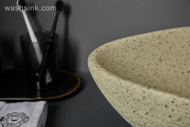 LJ24-075-BQ0A7265-1 LJ24-0075 Pale yellow matte duck egg shape bathroom counter basin - shengjiang  ceramic  factory   porcelain art hand basin wash sink