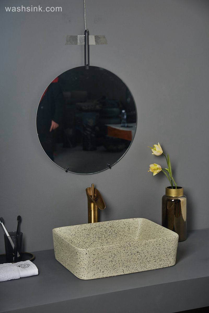LJ24-079-BQ0A7320 LJ24-0079   Cream-Colored Bathroom Vessel Sink Porcelain Ceramic Sink Bowl Vanity Sink Art Basin for Bathrooms - shengjiang  ceramic  factory   porcelain art hand basin wash sink