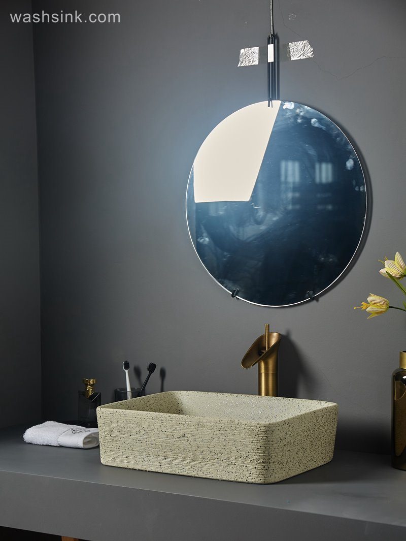 LJ24-079-BQ0A7322 LJ24-0079   Cream-Colored Bathroom Vessel Sink Porcelain Ceramic Sink Bowl Vanity Sink Art Basin for Bathrooms - shengjiang  ceramic  factory   porcelain art hand basin wash sink
