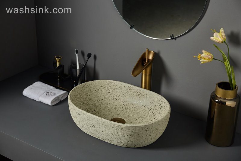 LJ24-080-BQ0A7336 LJ24-0080   Bathroom Boat Hotel Ceramic Wash Basin Home Retro Balcony Above Counter Basin Vessel Sinks  - shengjiang  ceramic  factory   porcelain art hand basin wash sink