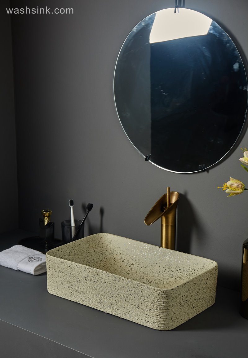 LJ24-081-BQ0A7359-1 LJ24-0081  Cream color delicate colors small beige rectangle bathroom elegant shape wash basin - shengjiang  ceramic  factory   porcelain art hand basin wash sink