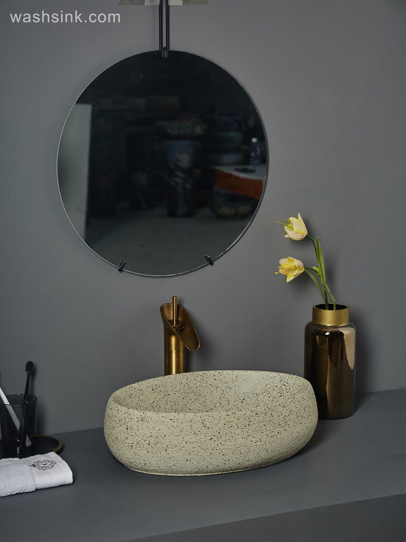LJ24-082-BQ0A7404 LJ24-0082   Modern Egg Shape Above Counter Bathroom Vanity Bowl - shengjiang  ceramic  factory   porcelain art hand basin wash sink