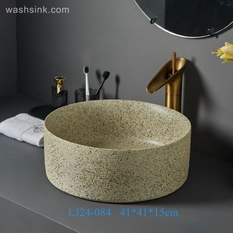 LJ24-0084   Round maize- yellow  Ceramic Vessel Sink – Modern Above Counter Bathroom Vanity Bowl