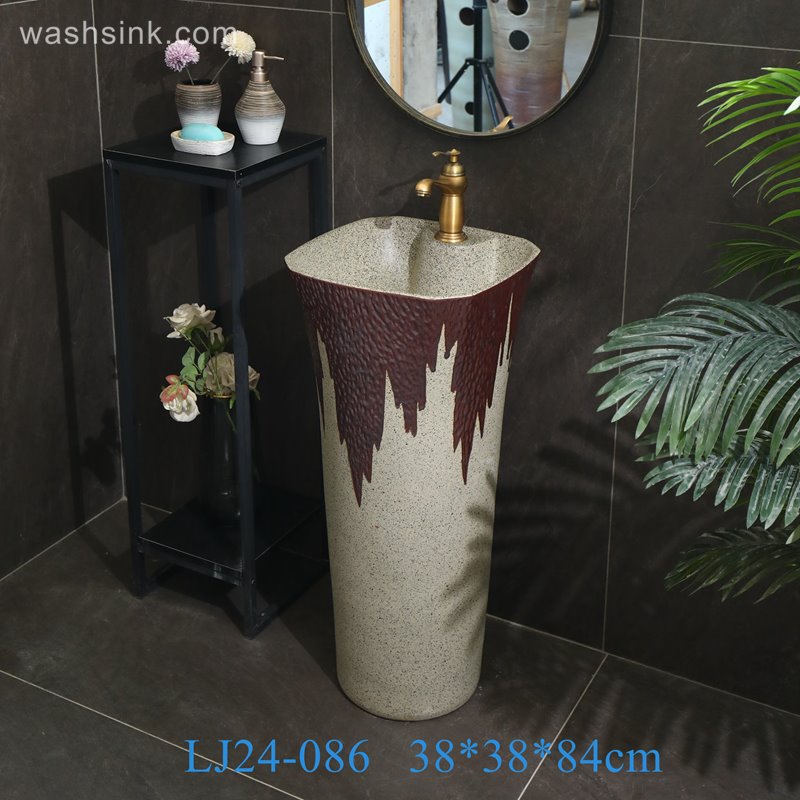 LJ24-086-6W5A2085 LJ24-0086 Modern home decoration, independent vertical sink, exquisite design - shengjiang  ceramic  factory   porcelain art hand basin wash sink