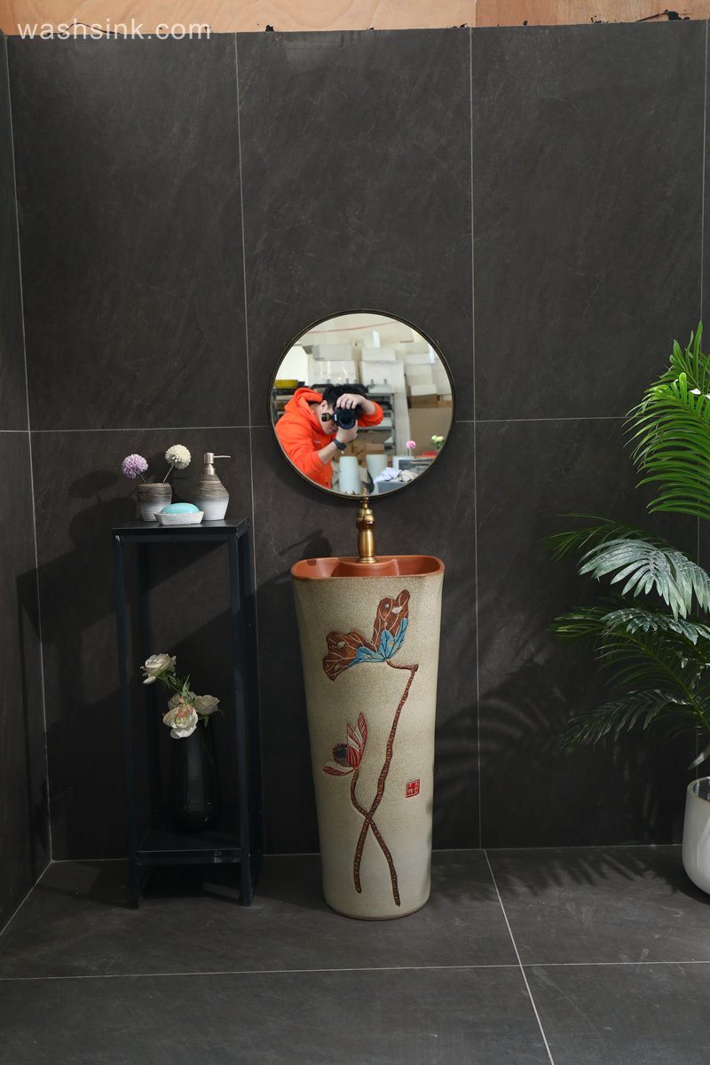 LJ24-093-6W5A2157 LJ24-0093 Shengjiang Separate vertical design ceramic wash basin has elegent shape - shengjiang  ceramic  factory   porcelain art hand basin wash sink