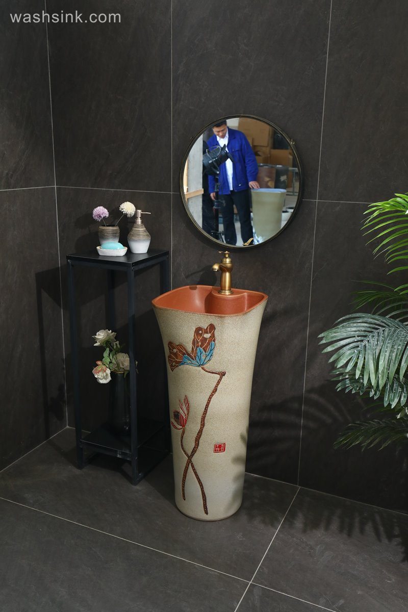 LJ24-093-6W5A2158-1 LJ24-0093 Shengjiang Separate vertical design ceramic wash basin has elegent shape - shengjiang  ceramic  factory   porcelain art hand basin wash sink