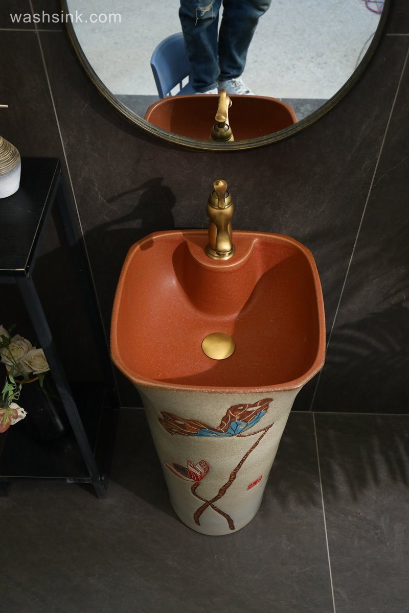 LJ24-093-6W5A2161 LJ24-0093 Shengjiang Separate vertical design ceramic wash basin has elegent shape - shengjiang  ceramic  factory   porcelain art hand basin wash sink
