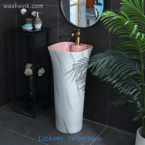 LJ24-0095  Independent bathroom vertical sink inside pink simple generous high-grade ceramic sink