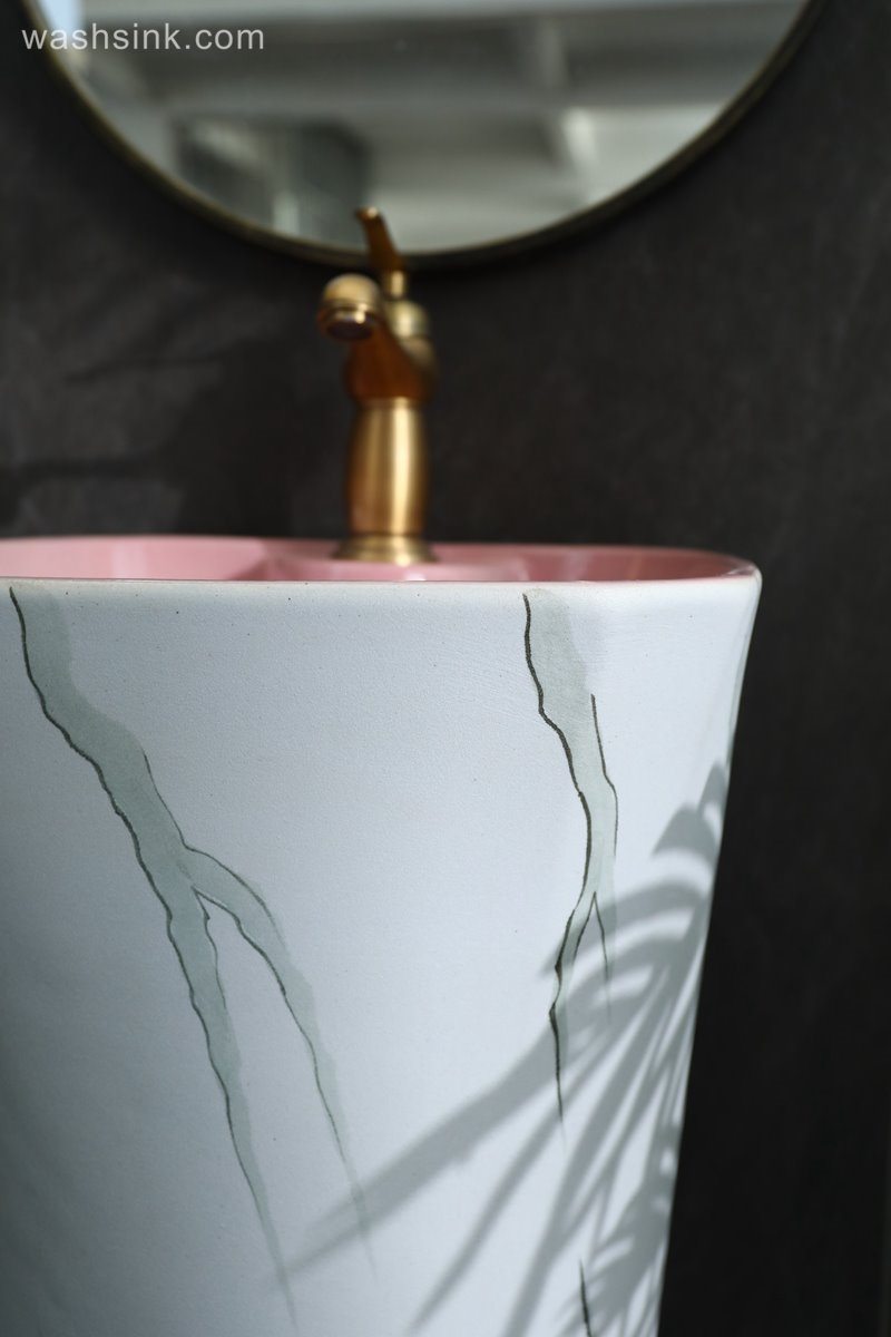 LJ24-095-6W5A3878 LJ24-0095  Independent bathroom vertical sink inside pink simple generous high-grade ceramic sink - shengjiang  ceramic  factory   porcelain art hand basin wash sink