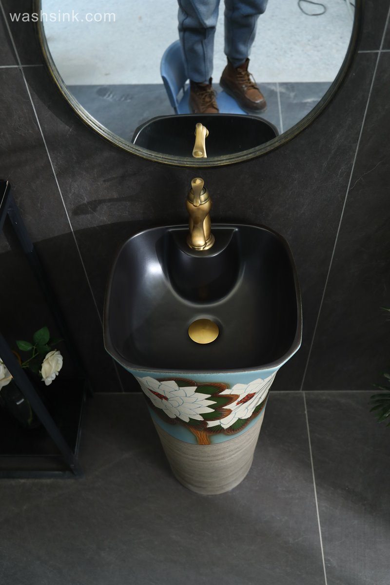 LJ24-096-6W5A3888 LJ24-0096  The vertical bathroom ceramic flower wash basin is beautiful and generous - shengjiang  ceramic  factory   porcelain art hand basin wash sink