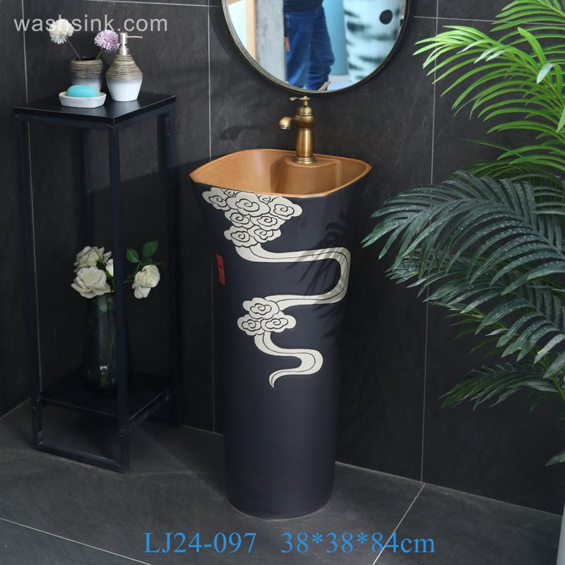 LJ24-097-6W5A3891 LJ24-0097  Modern attractive design large column type belly separate decorative sink - shengjiang  ceramic  factory   porcelain art hand basin wash sink